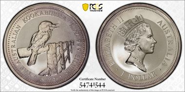 1998 $1 Kookaburra Ag MS64