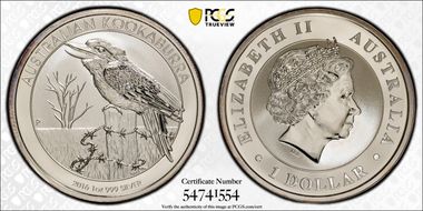 2016-P $1 Kookaburra Ag MS69