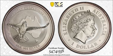2002 $1 Kookaburra Ag MS69
