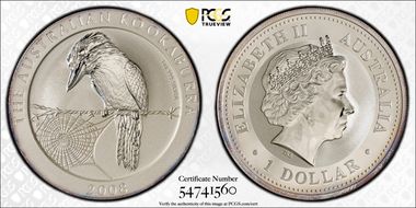 2008-P $1 Kookaburra Ag MS69