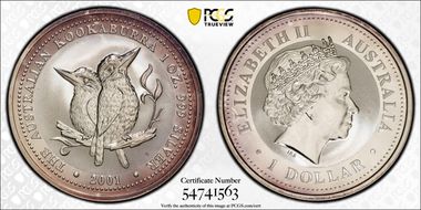 2001 $1 Kookaburra Ag MS67