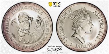 1993 $1 Kookaburra Ag MS68