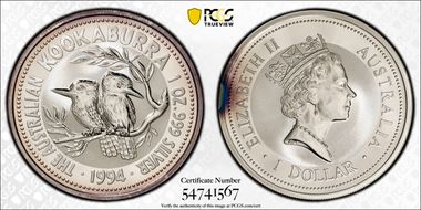 1994 $1 Kookaburra Ag MS69
