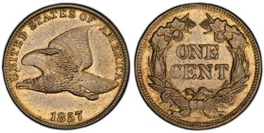 1857 1C Flying Eagle MS62