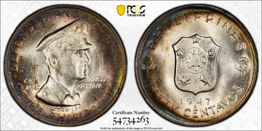 1947-S 50C Douglas MacArthur KM-184  Ag MS64