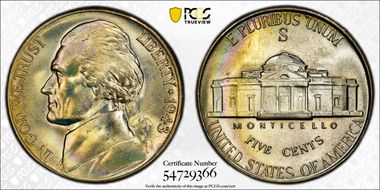 1943-S 5C MS68FS