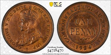 1924 1D English obverse MS64RB