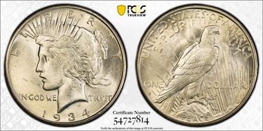 1934-S $1 MS64