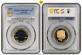 2001 $1 Centenary-Colorized PR69DCAM