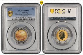 2017 $5 Planetary Coins Saturn Colorized MS69