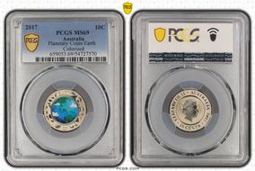 2017 10C Planetary Coins Earth Colorized MS69