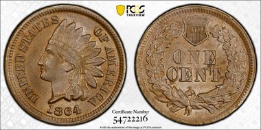 1864 1C Bronze MS62BN