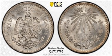 1919-M Peso KM-454  Ag MS67