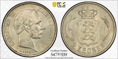 1875 HC CS 2 Kr KM-798.1 Ag MS61
