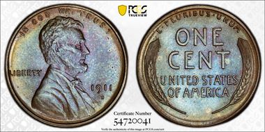 1911-S 1C MS66BN