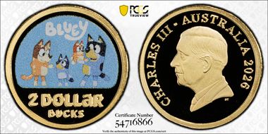 2026 $2 Bluey Colorized AlBr - First Strike PR70DCAM
