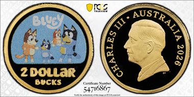 2026 $2 Bluey Colorized AlBr PR70DCAM
