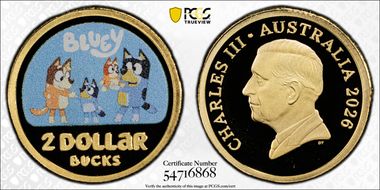 2026 $2 Bluey Colorized AlBr PR70DCAM