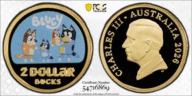 2026 $2 Bluey Colorized AlBr PR70DCAM