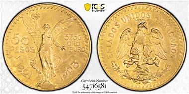 1923 50 Peso KM-481  Au AU55