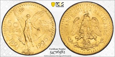 1925 50 Peso KM-481  Au MS63