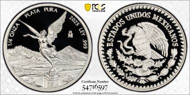 2025-Mo 1/4 oz Libertad Ag PR70DCAM