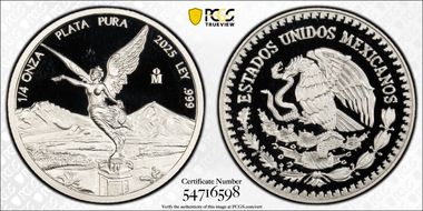 2025-Mo 1/4 oz Libertad Ag PR69DCAM