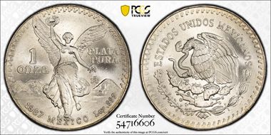 1987-Mo Onza Libertad Ag - DDO MS68