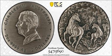 2026-P $2 Year of the Horse 2oz Ag Antiqued SP70