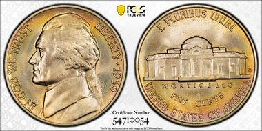 1939-D 5C Reverse of 1938 MS67FS