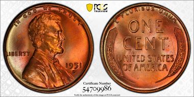 1951-D 1C MS68RD