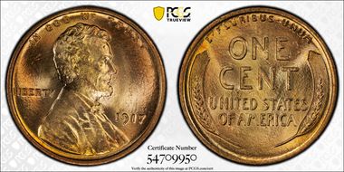 1917 1C Doubled Die Obverse MS66RD