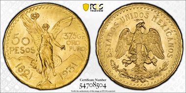 1931 50 Peso KM-481  Au MS65
