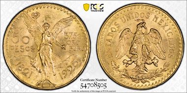 1925 50 Peso KM-481  Au MS62