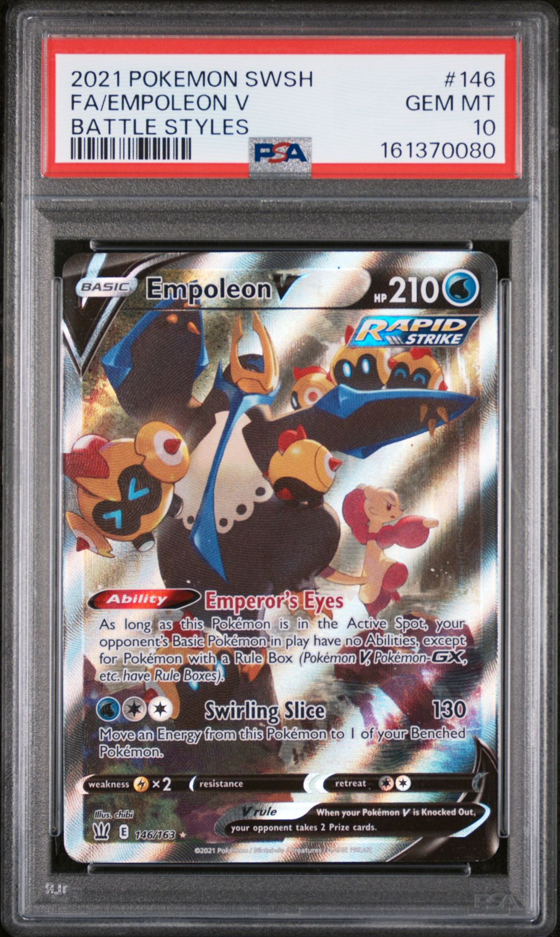 2021 Pokemon Sword & Shield Battle Styles #146 Full Art/Empoleon V (PSA 10)