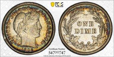 1906-O 10C AU50