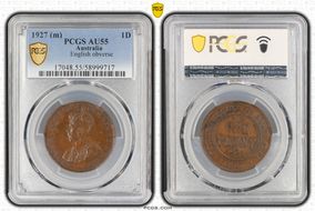 1927 (m) 1D English obverse AU55BN