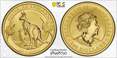 2020 $100 Kangaroo Au MS70