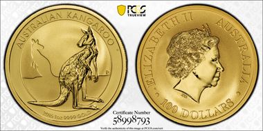 2016-P $100 Kangaroo Au MS70