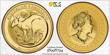 2021-P $100 Kangaroo Au MS69
