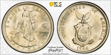 1944-D 20C KM-182  Ag MS63