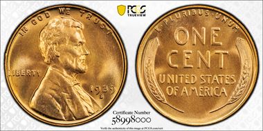 1939-S 1C MS66+ RD