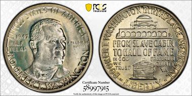 1947 50C Booker T. Washington MS67