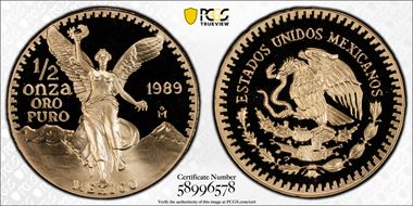1989-Mo 1/2 oz Libertad Au PR70DCAM
