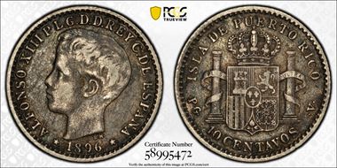 1896-PG V 10C KM-21  Ag XF40