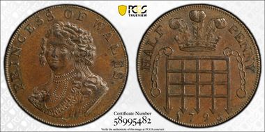 1795 Tk 1/2D DH-977 Middlesex, National MS63BN