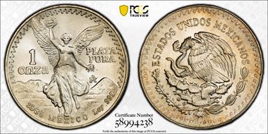 1985-Mo Onza Libertad Ag MS68