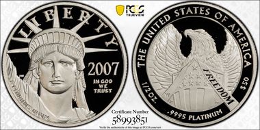 2007-W $50 Statue of Liberty PR70DCAM