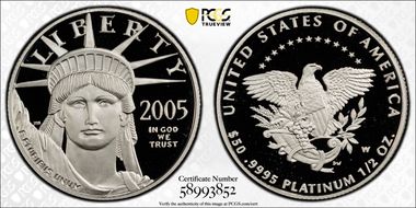2005-W $50 Statue of Liberty PR69DCAM