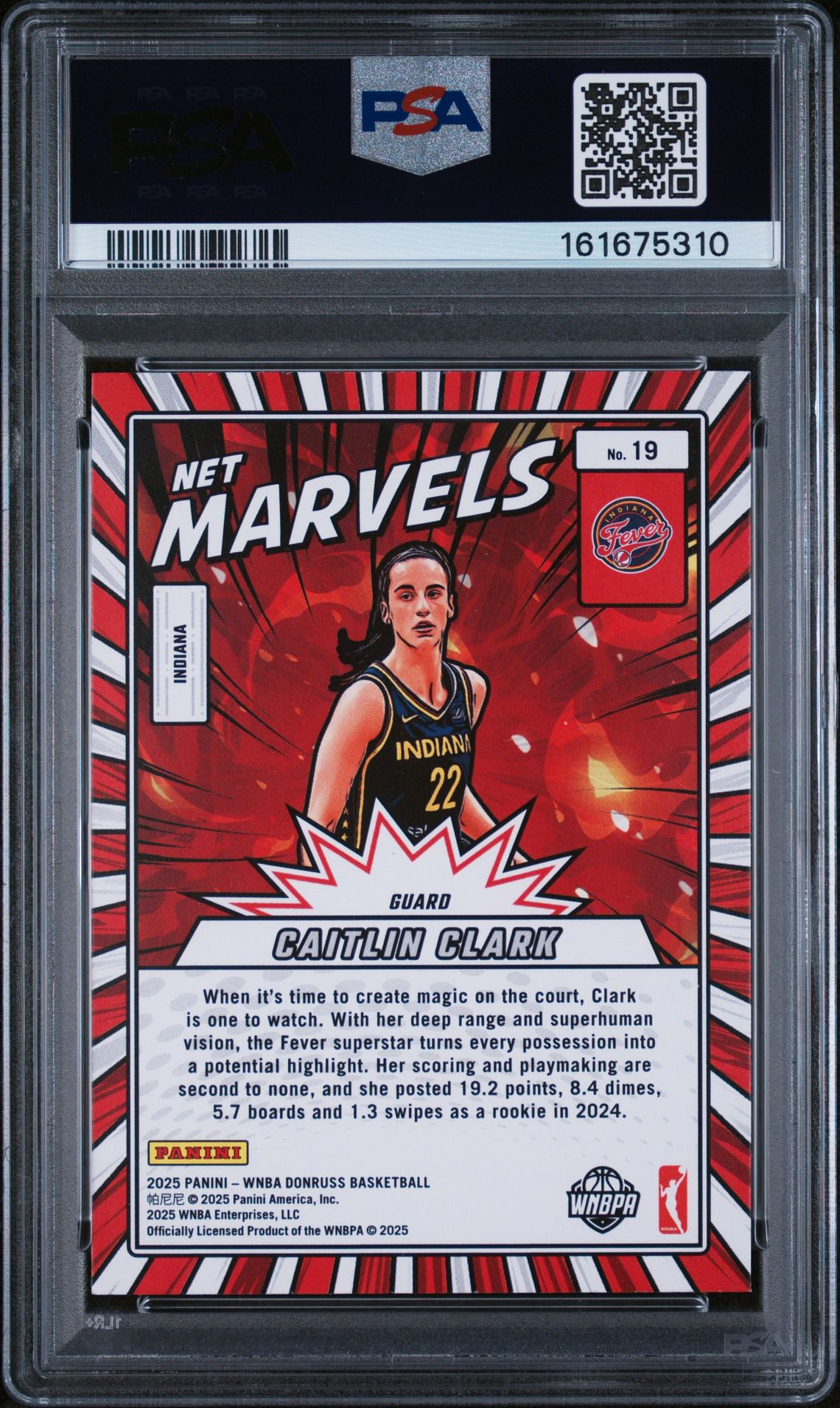 2025 Panini Donruss Wnba Net Marvels Caitlin Clark #19 Mint 9 back